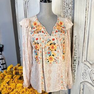 Savanna Jane Floral Embroidered Long Sleeve Women's Top